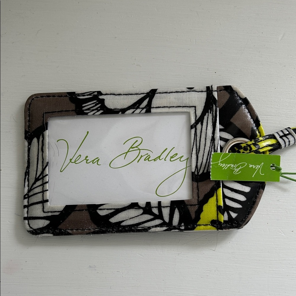 Vera Bradley Black, Tan, White Floral Luggage Tag